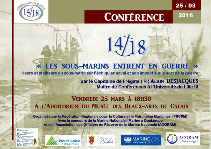 Affiche conférence 14-18 Les sous-marins entrent en guerre